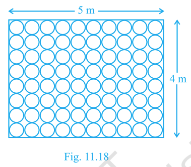 Fig. 11.18 (grid of circular tiles on 5m x 4m floor)