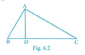 Right triangle with altitude AD to hypotenuse BC