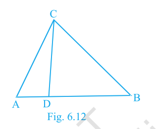 Fig. 6.12: Triangle ABC with point D on AB and segment CD drawn.